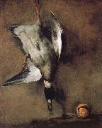 Jean Baptiste Simeon Chardin Wild ducks hanging on the wall, and the Orange oil painting artist
